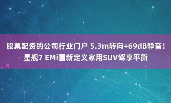 股票配资的公司行业门户 5.3m转向+69dB静音！星舰7 EMi重新定义家用SUV驾享平衡